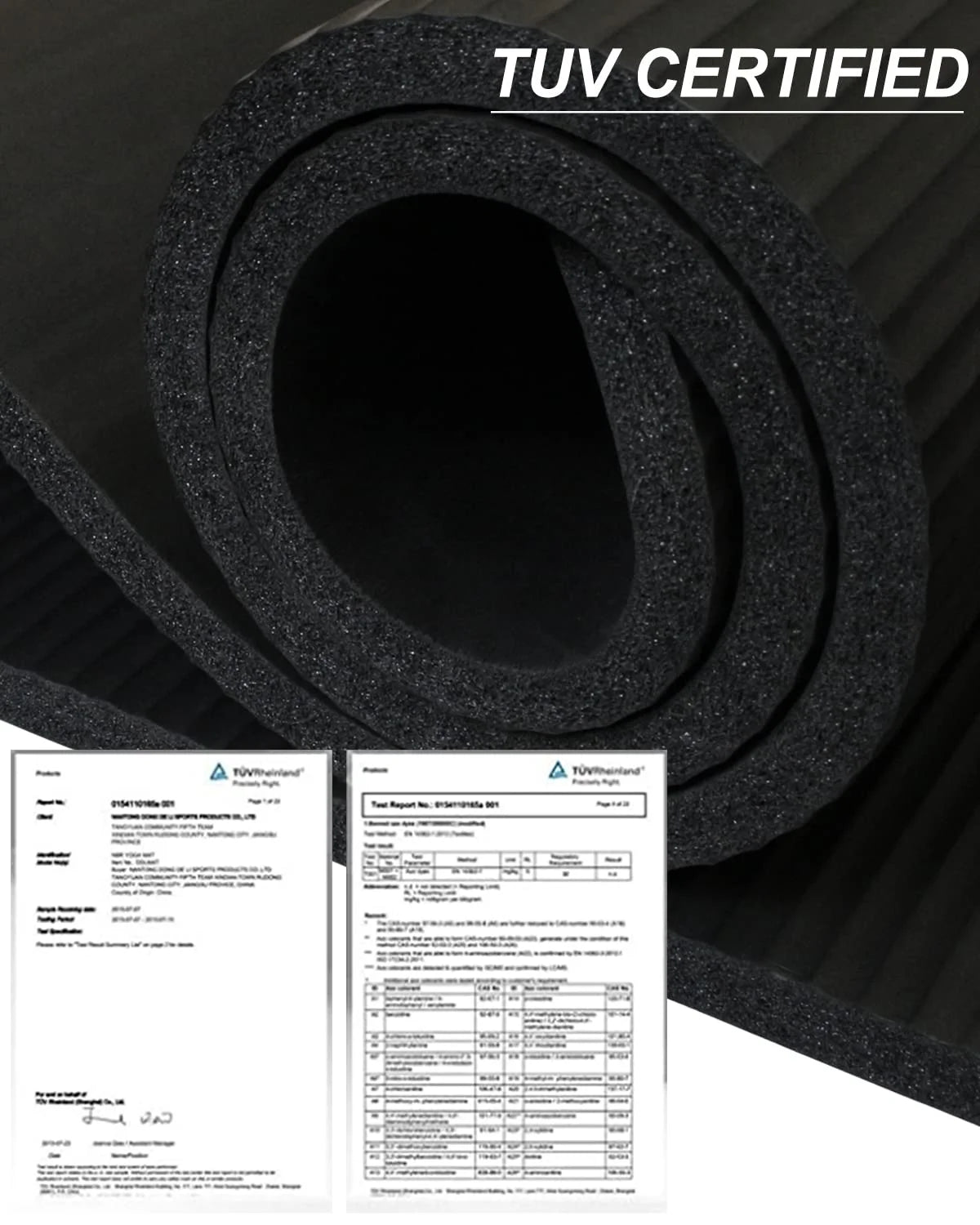 Thick Yoga Mat 1 Inch High-Density NBR Foam Pilates Exercise Stretching Fitness Mats, Black W/ Bag