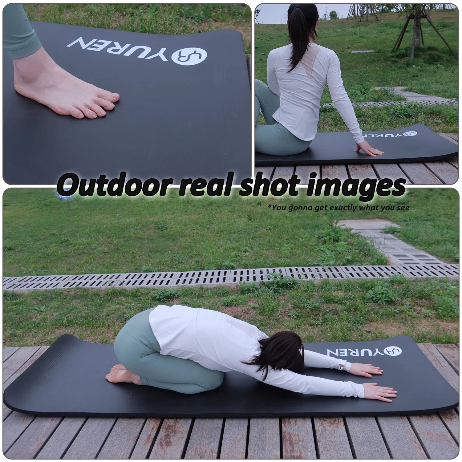 Thick Yoga Mat 1 Inch High-Density NBR Foam Pilates Exercise Stretching Fitness Mats, Black W/ Bag