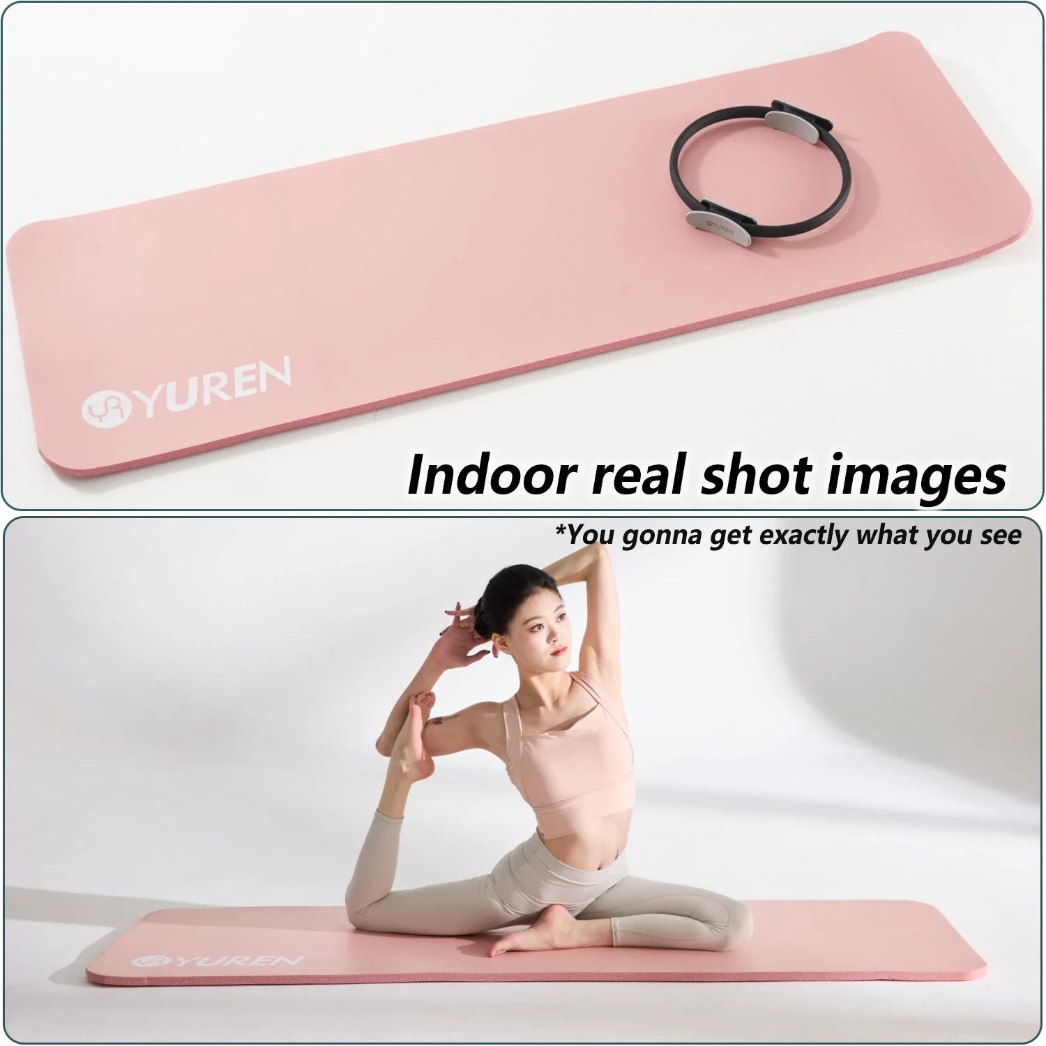 Thick Yoga Mat 20Mm High-Density NBR Foam Pilates Exercise Mats 76"X24", Pink with Carry Bag