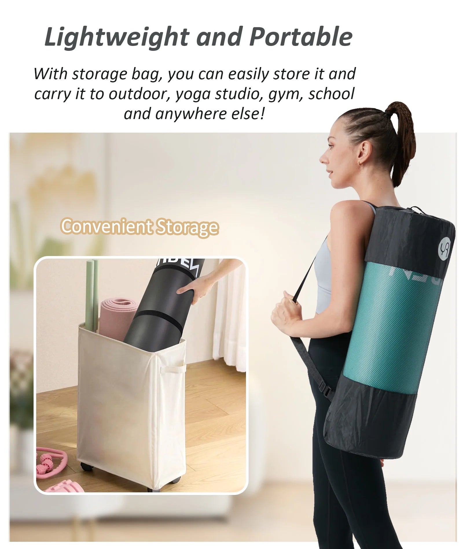 Extra Thick Yoga Mat 4/5" Hi-Density Foam In/Outdoor Pilates Exercise Mats 76" Long, Ice Blue