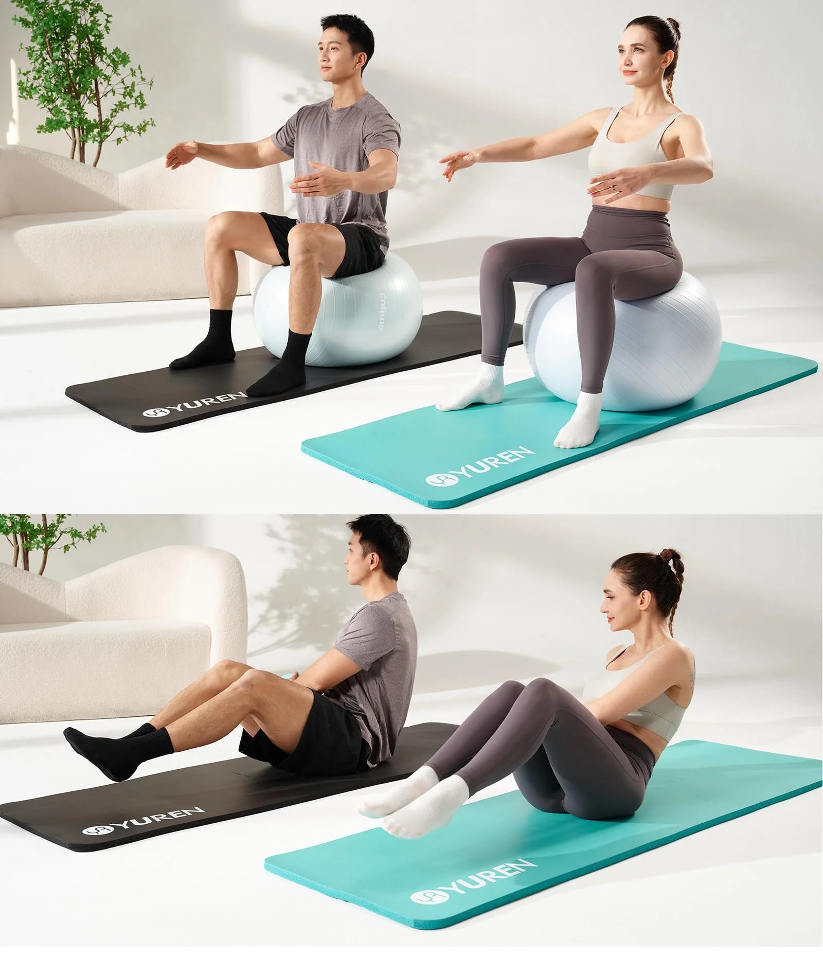 Extra Thick Yoga Mat 4/5" Hi-Density Foam In/Outdoor Pilates Exercise Mats 76" Long, Ice Blue