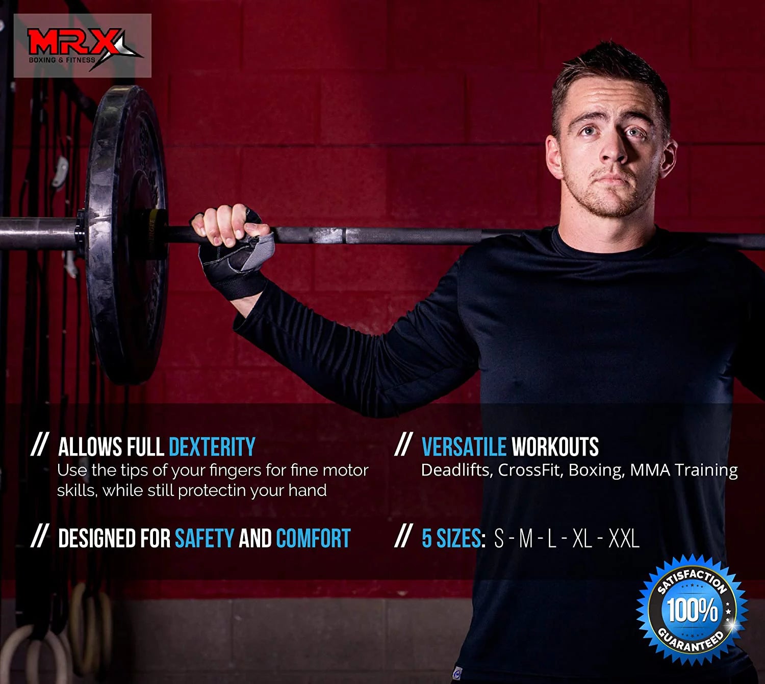 Weight Lifting Gloves Gym Training Bodybuilding Fitness Glove Workout Men &amp; Women Red M