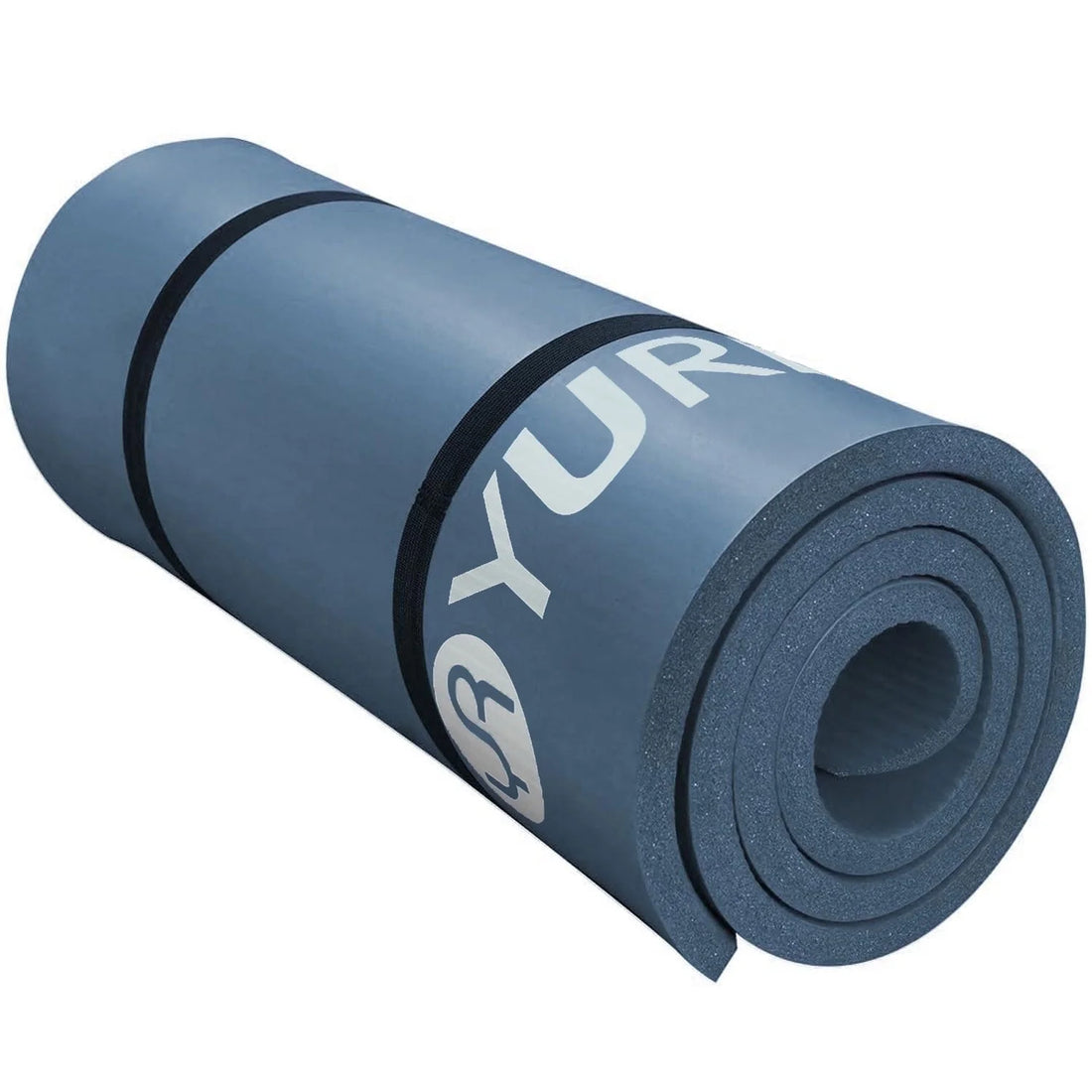 Yoga Mat Thick 1 Inch Exercise Mat 76.7"X24" Workout Mats for Home Gym, Grayblue W/ Bag