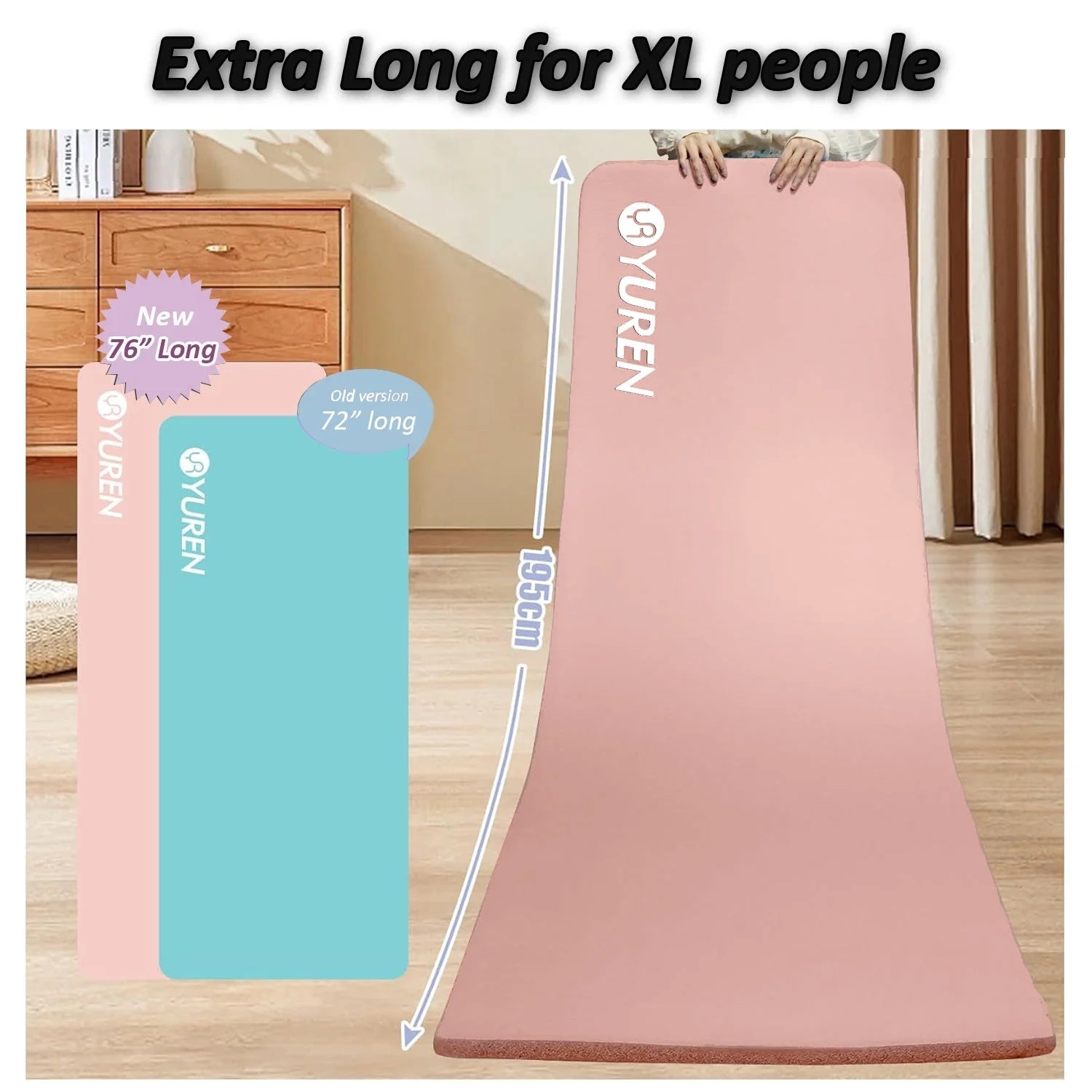 Thick Yoga Mat 20Mm High-Density NBR Foam Pilates Exercise Mats 76"X24", Pink with Carry Bag