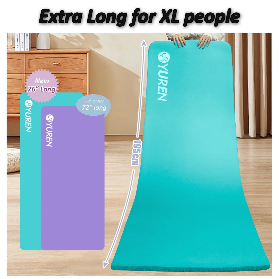 Extra Thick Yoga Mat 4/5" Hi-Density Foam In/Outdoor Pilates Exercise Mats 76" Long, Ice Blue
