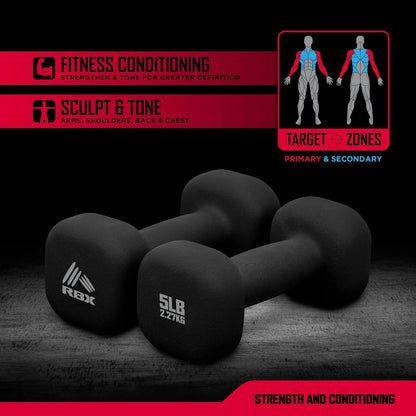 Neoprene Dumbbell Set, Non-Slip Grip Arm Weights for Strength Training and Home Workouts